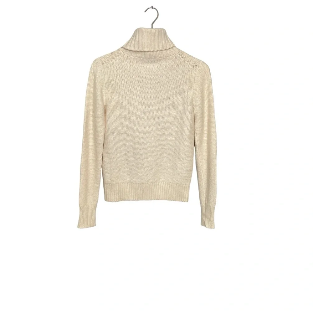 J. Crew Cream/Ivory “Cambridge” Cable Knit Turtleneck Sweater Wool Blend S-M